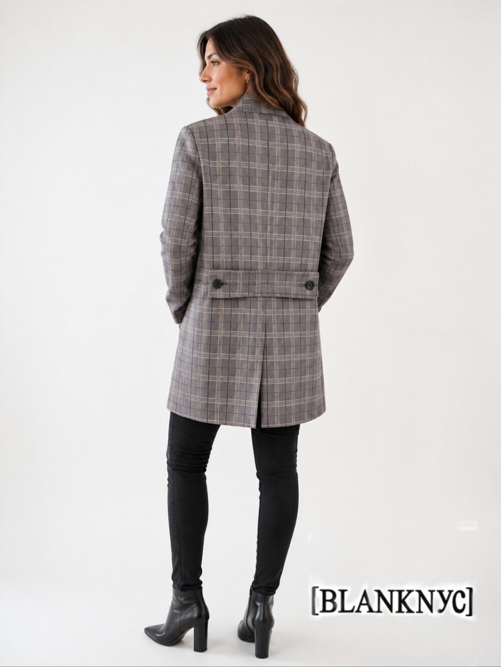Blank NYC Plaid Longline Blazer Coat – Size Medium